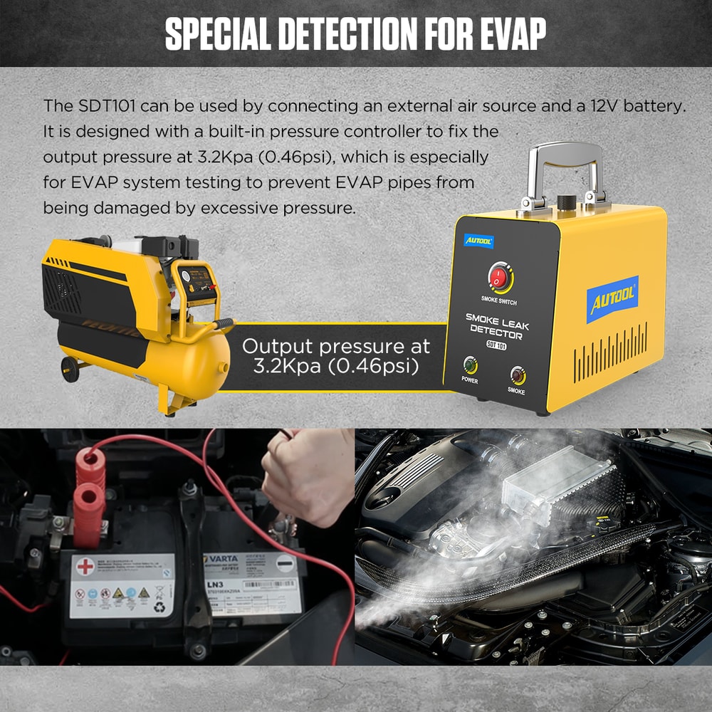 Car Smoke Machine Leak Detector EVAP Pipe Smoking Generator Pipe Leakage Analyzer Smoke Diagnostic 2