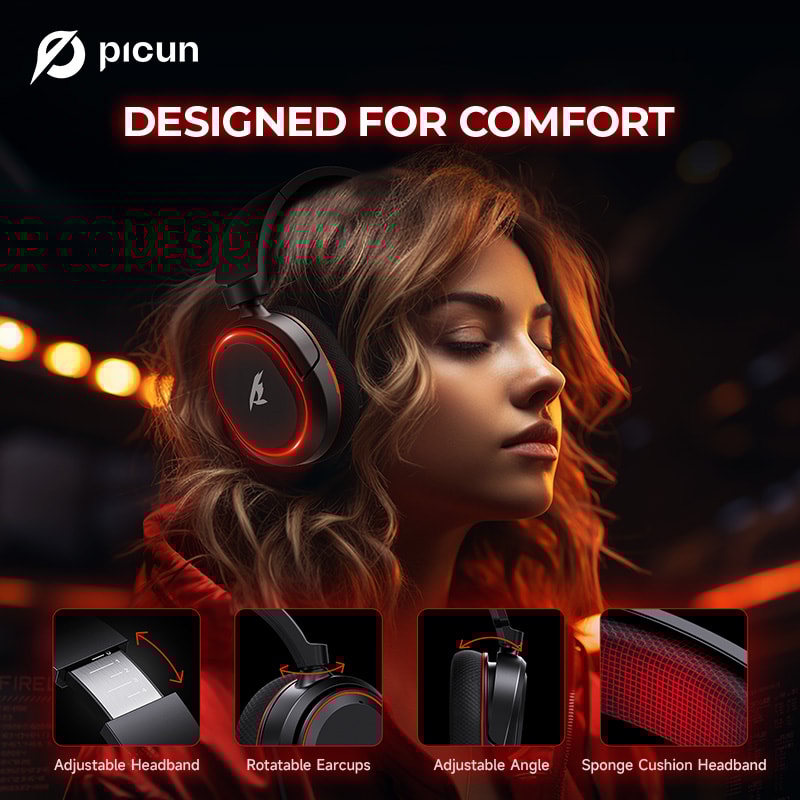 Wireless Gaming Headset Bluetooth Headphones Low Latency Surround ENC Mic Phone Switch 5
