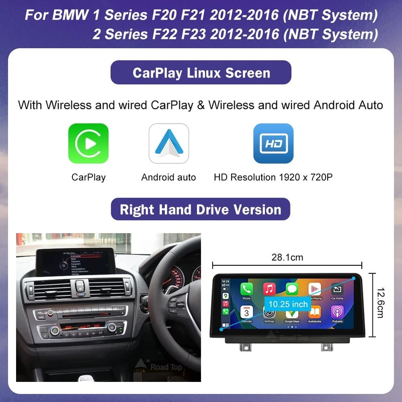 Multimedia Touch Screen For BMW Series Android Auto NBT System Wireless Carplay 7