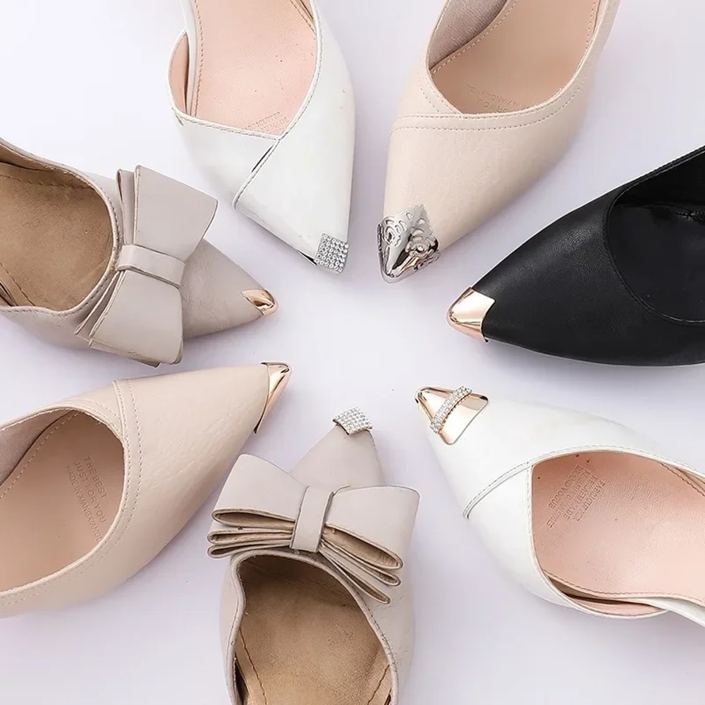 Women High Heel Metal Toe Cap Protector, Wear and Tear Concealer, Anti-Kicking Leather Shoes, Point Protector Accessory