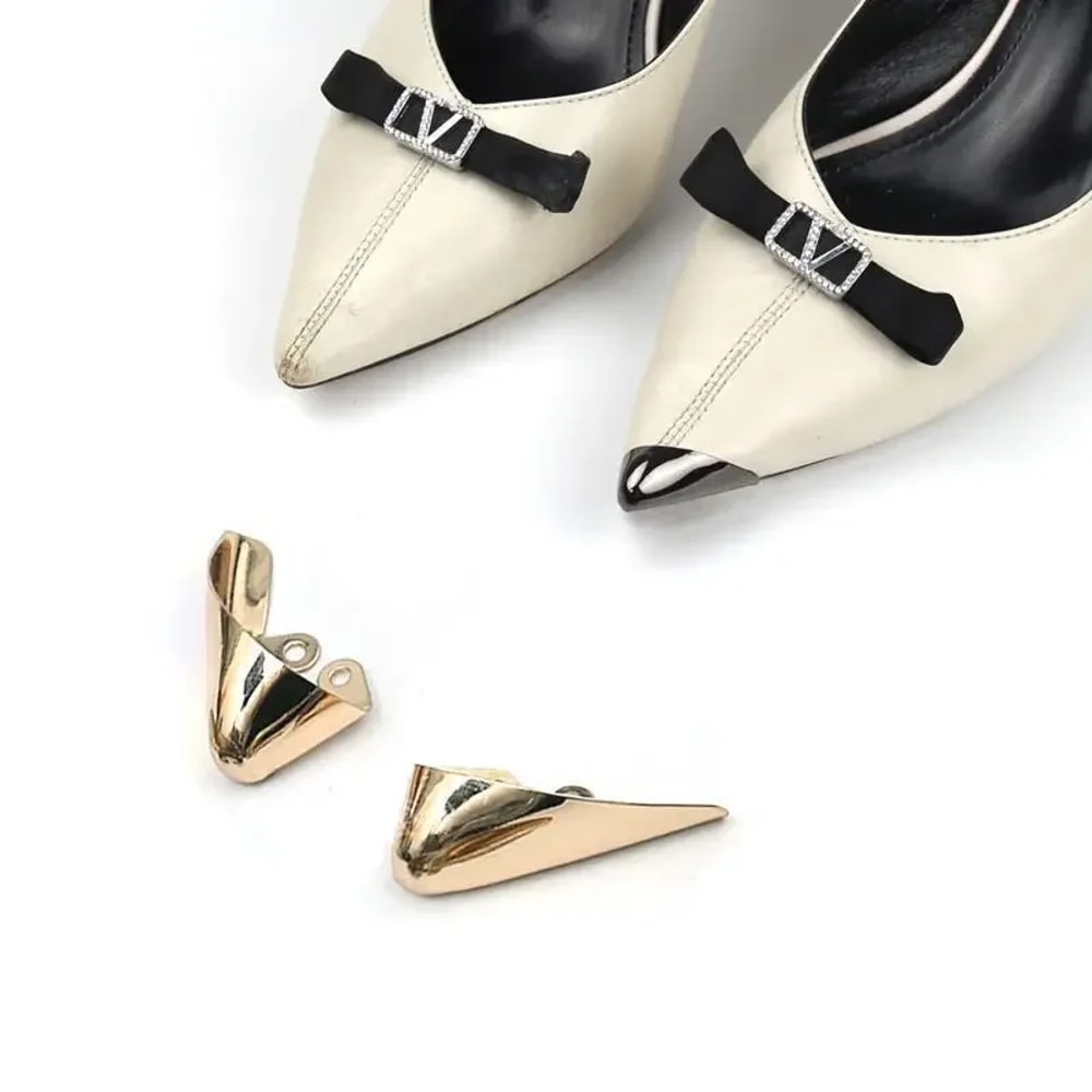 Women High Heel Metal Toe Cap Protector, Wear and Tear Concealer, Anti-Kicking Leather Shoes, Point Protector Accessory