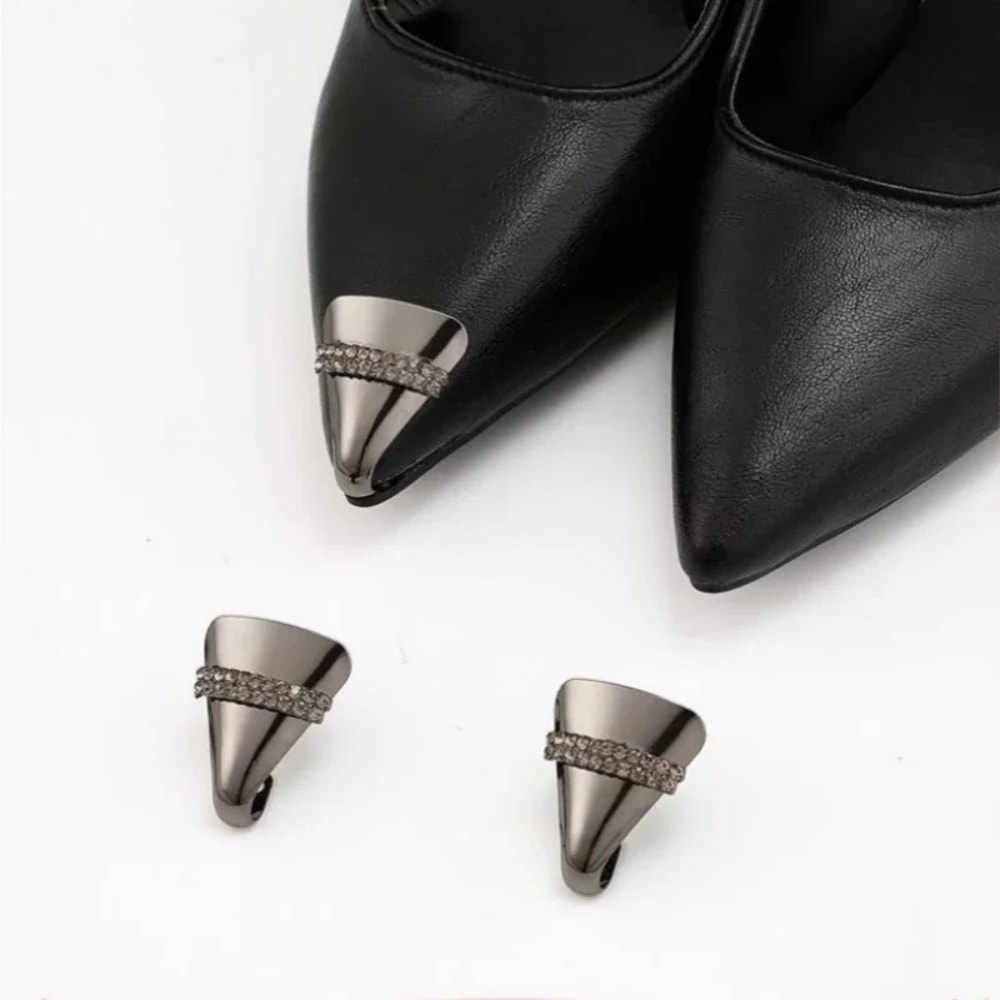 Women High Heel Metal Toe Cap Protector, Wear and Tear Concealer, Anti-Kicking Leather Shoes, Point Protector Accessory