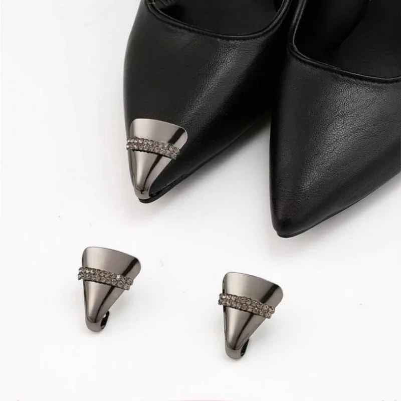Women High Heel Metal Toe Cap Protector, Wear and Tear Concealer, Anti-Kicking Leather Shoes, Point Protector Accessory