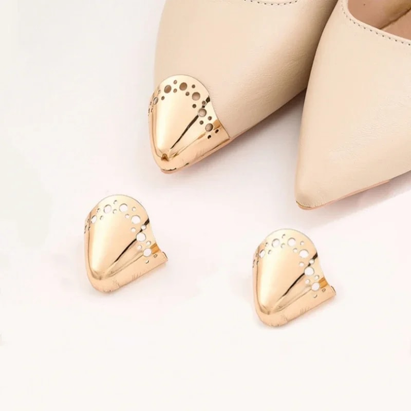 Women High Heel Metal Toe Cap Protector, Wear and Tear Concealer, Anti-Kicking Leather Shoes, Point Protector Accessory