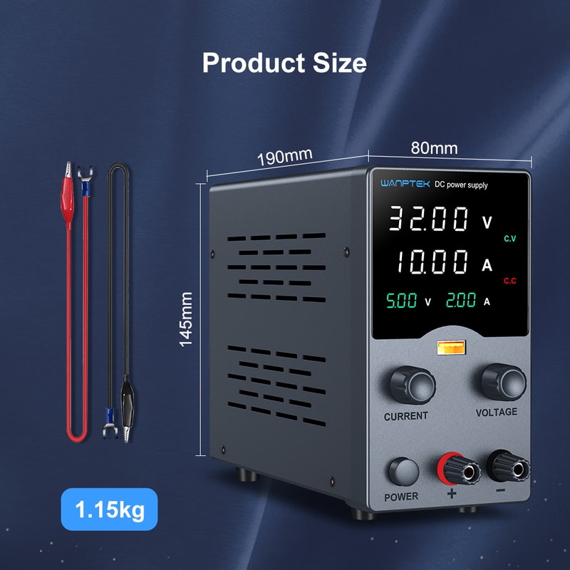 Wanptek DC Power Supply, Adjustable Lab Power Supply, Voltage Regulator, Variable Bench Power Supply for Electronics