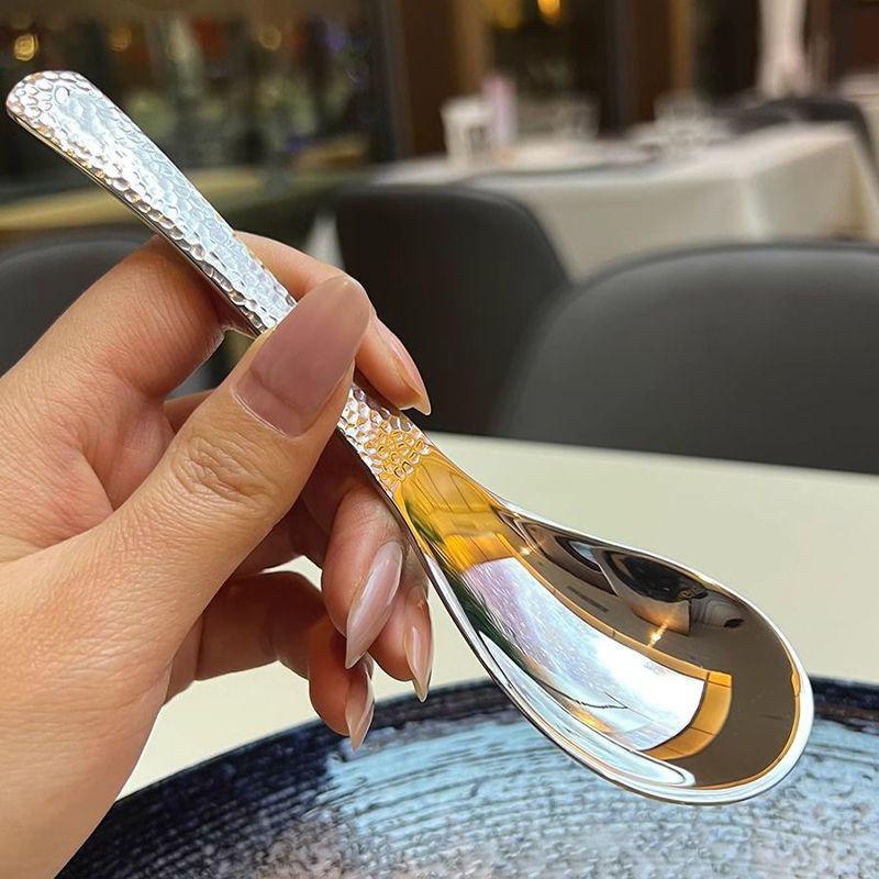 Simple Stainless Steel Spoon, Retro Kitchen Tools, High-End Texture, Rice Scoop, New Fashion Home Kitchen Meal Spoons