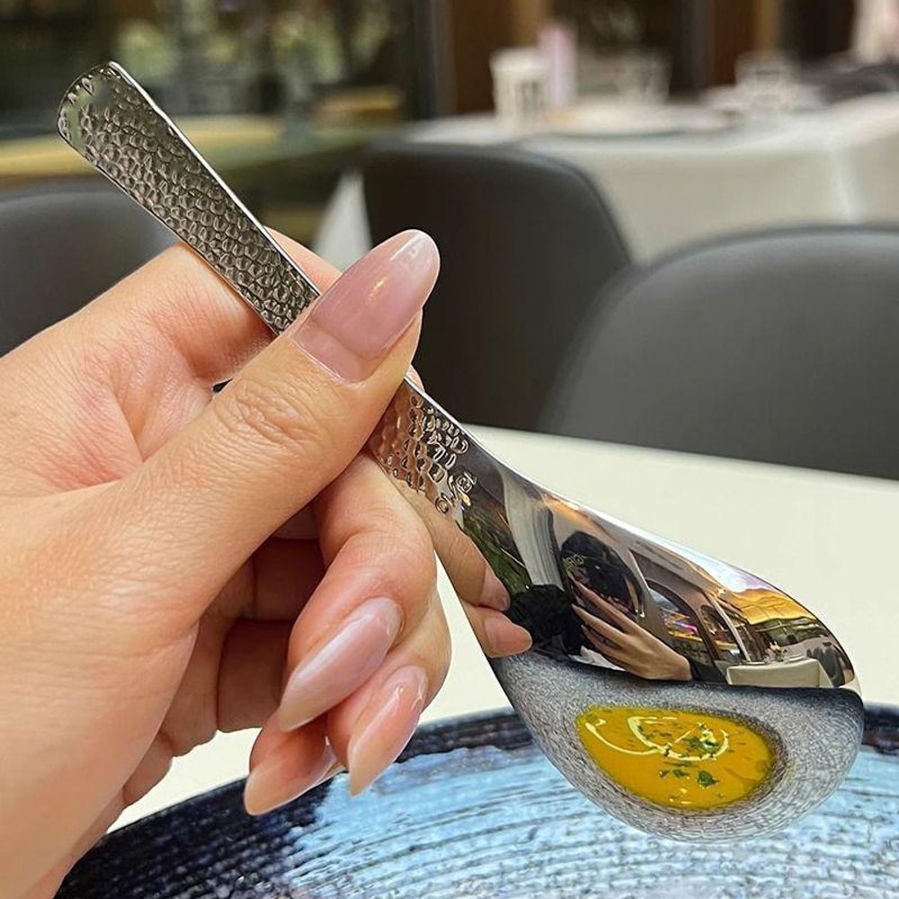 Simple Stainless Steel Spoon, Retro Kitchen Tools, High-End Texture, Rice Scoop, New Fashion Home Kitchen Meal Spoons