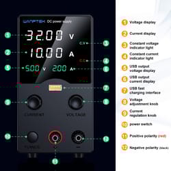 laboratory power supply, adjustable dc power supply, with usb fast charging regulator