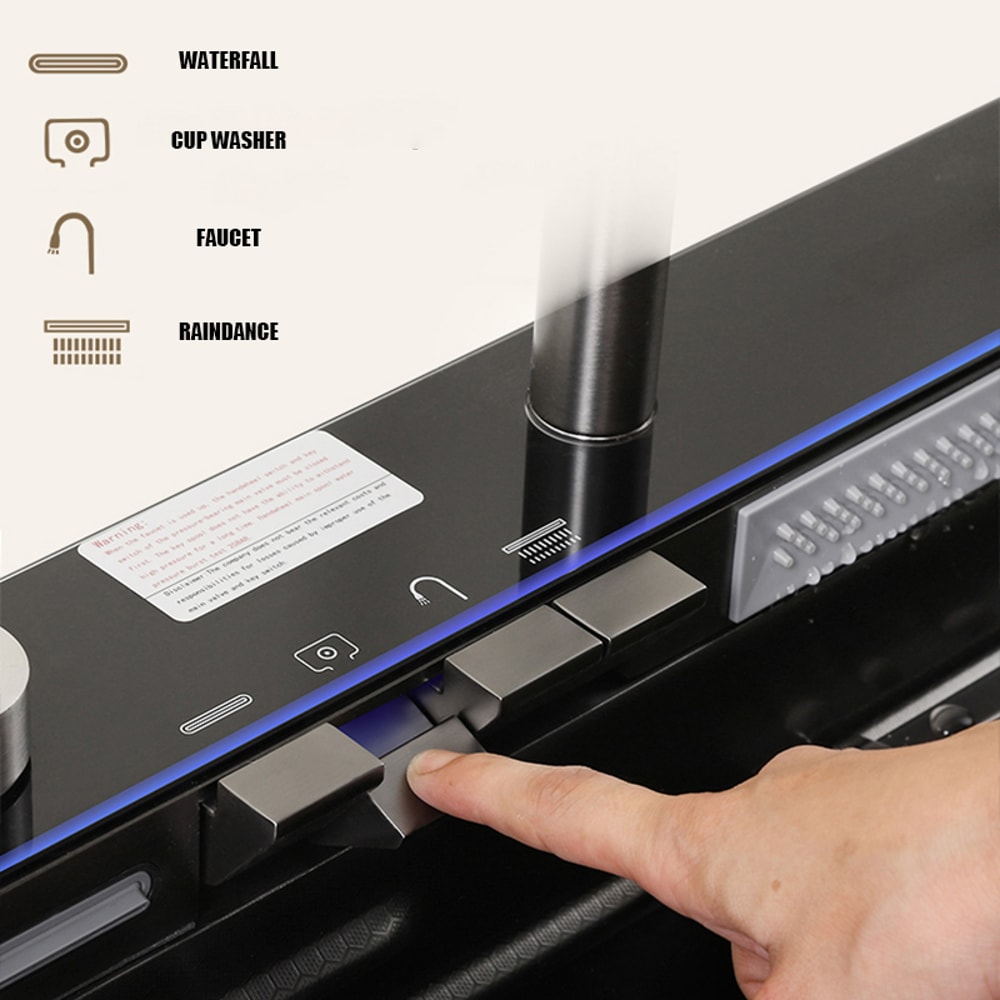 Stainless Steel Waterfall Kitchen Sink Large Single Slot Integrated Digital Display Faucet Soap Dis 3