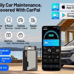 carpal obd scanner for car, all system diagnostic tool, vehicle health check, smog check, battery test, ios, android