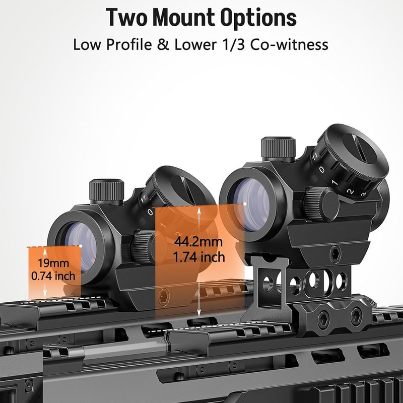 Red Dot Sight Reflex Sight, Waterproof, Shockproof, Fog-Proof Red Dot Scope with Riser Mount