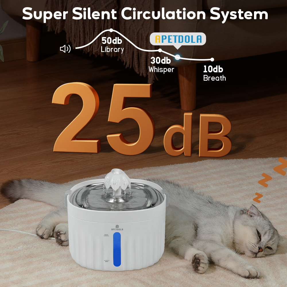 Cat Water Fountain Automatic Pet Water Dispenser Stainless Steel Tray Level Filtering System For Ca 2