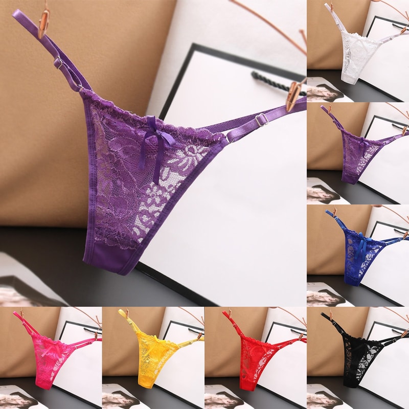 Sexy Solid Womens Underpants Low Waist Thong Lace Briefs Breathable Panties Sexy Seamless G Strings 4
