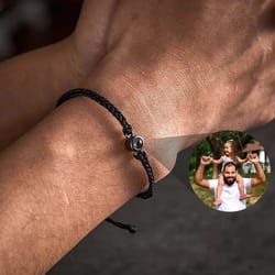 mens projection bracelets, stainless steel custom projection bracelets, woven photo bracelets, commemorative gifts