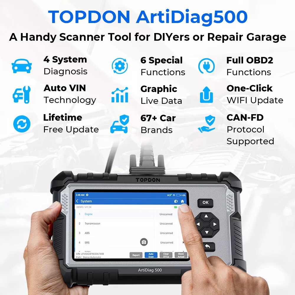 Topdon ArtiDiag Diagnostic Scanner Car Diagnostic Tool All Systems Engine ABS SRS Airbag Code Reade 0
