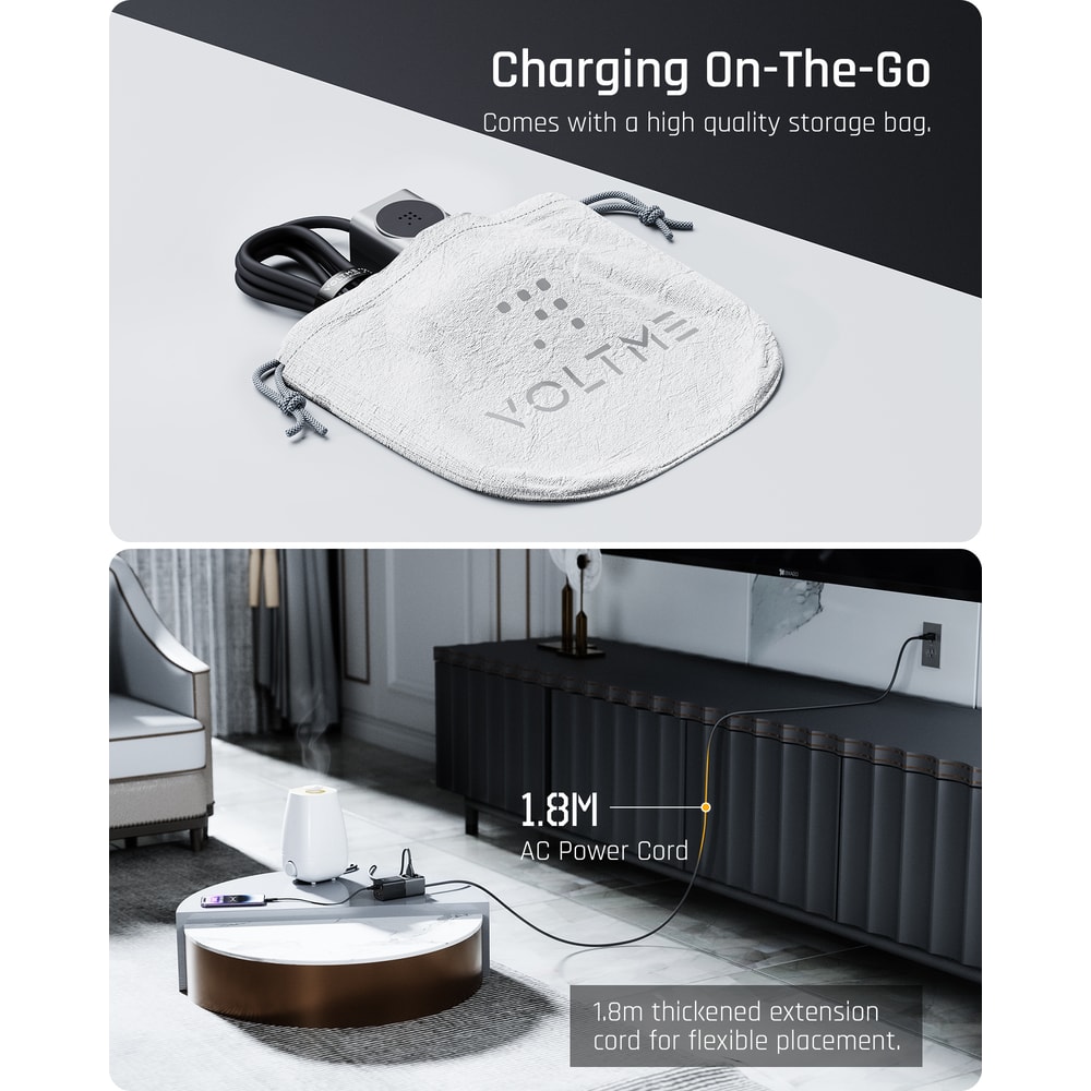 VOLTME Charging Station, USB C Charger, Portable Power Strip, Super Fast Charging for iPhone, GaN Desktop Charger