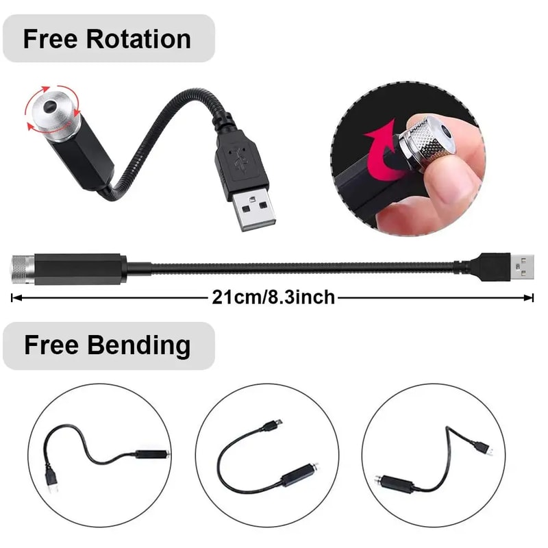 Romantic LED Starry Sky Night Light USB Galaxy Star Projector Lamp For Car Roof Room Ceiling Decor 1