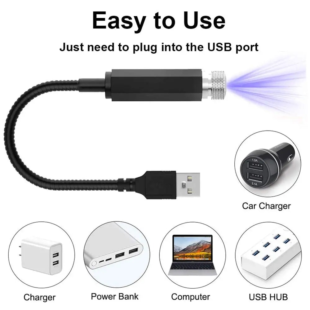 Romantic LED Starry Sky Night Light USB Galaxy Star Projector Lamp For Car Roof Room Ceiling Decor 2