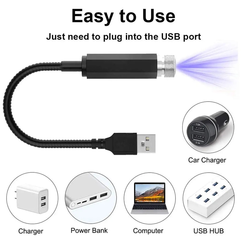 Romantic LED Starry Sky Night Light USB Galaxy Star Projector Lamp For Car Roof Room Ceiling Decor 2