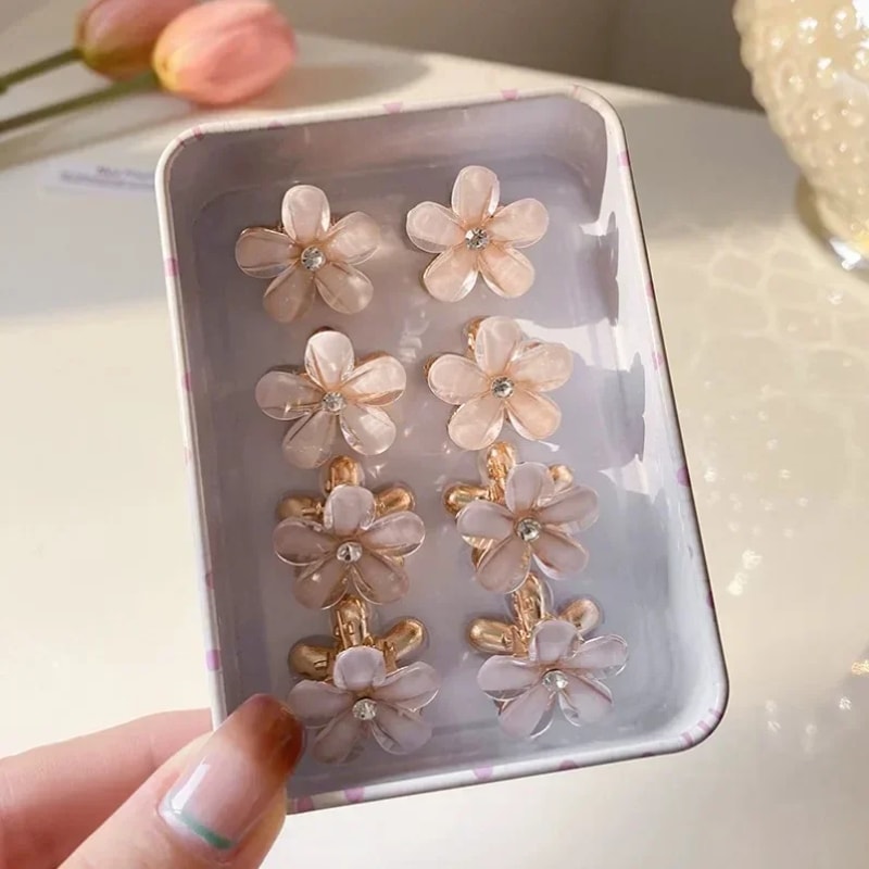 Cute Mini Flower Hairclip Claws For Women And Girls Colorful Opal Hairpins Sweet Small Headdress Ba 1