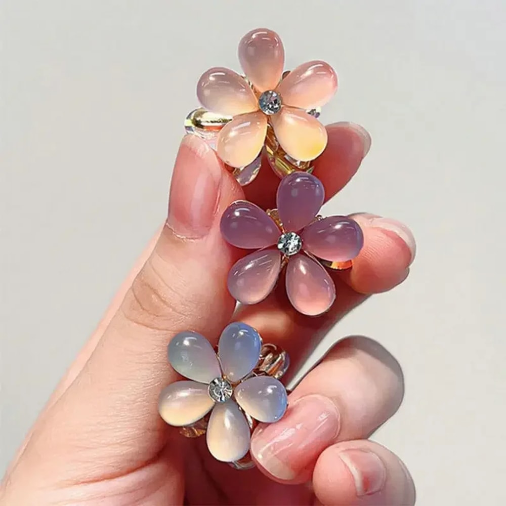 Cute Mini Flower Hairclip Claws For Women And Girls Colorful Opal Hairpins Sweet Small Headdress Ba 8