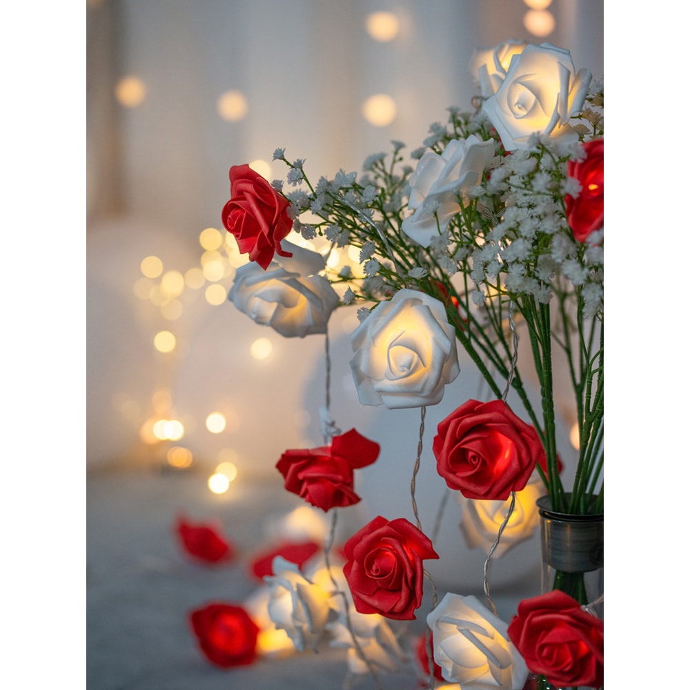 Rose Light String for Home, Hanging Pendant Decoration, Wedding and Valentine's Day Party Supplies Favor