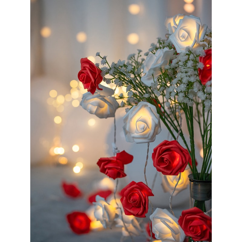 Rose Light String for Home, Hanging Pendant Decoration, Wedding and Valentine's Day Party Supplies Favor