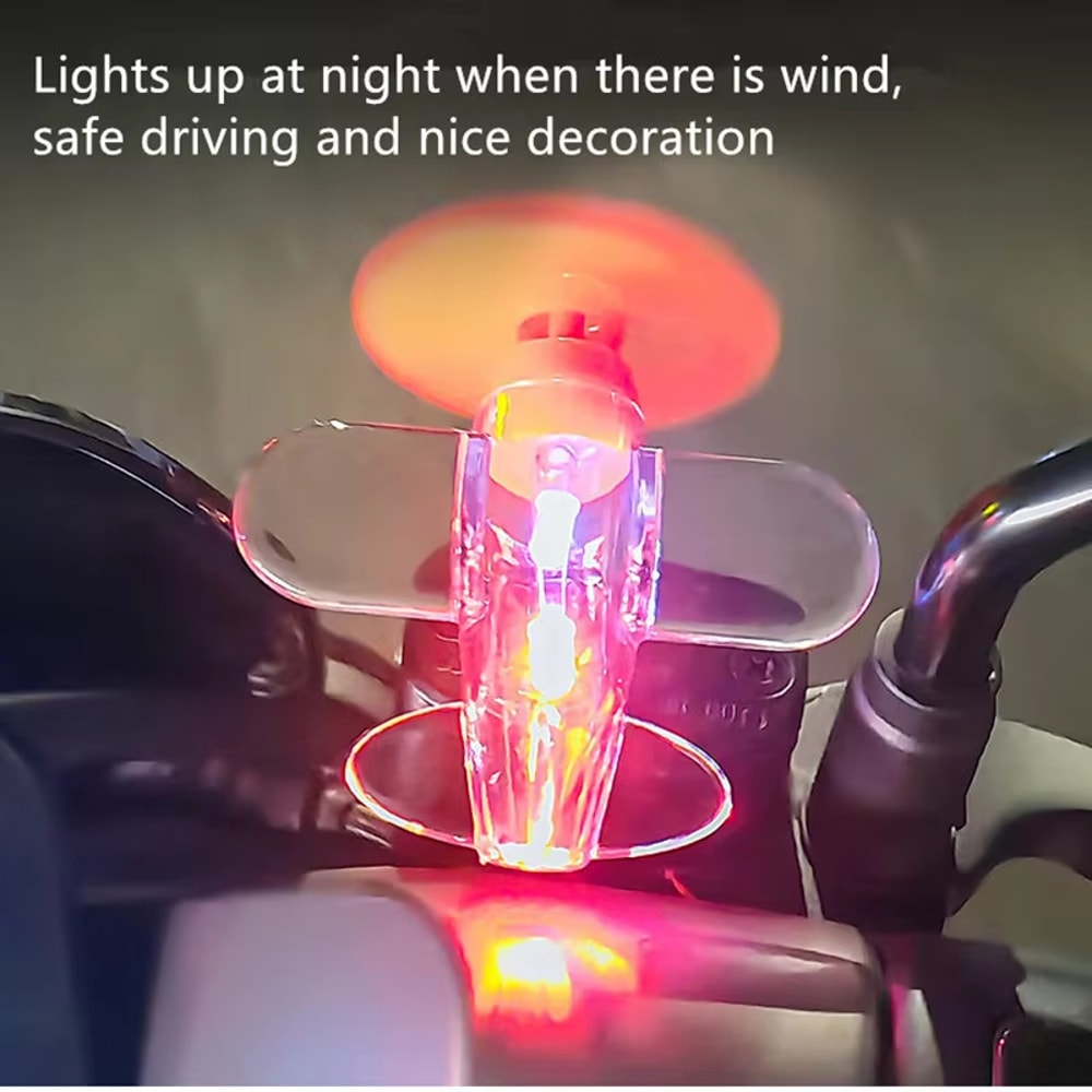 Wind Powered LED Airplane Ornament For Motorcycles Handbar Car Rearview Mirror Rotating LED Lights 3
