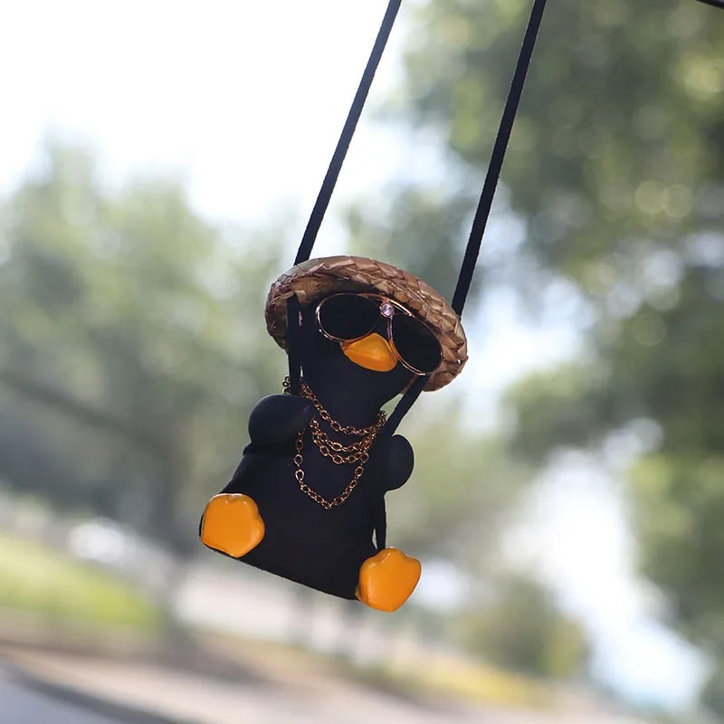 Cute Car Charm Hanging Ornament, Cool Swinging Duck, Car Accessories for Teens, Fun Dashboard Decor