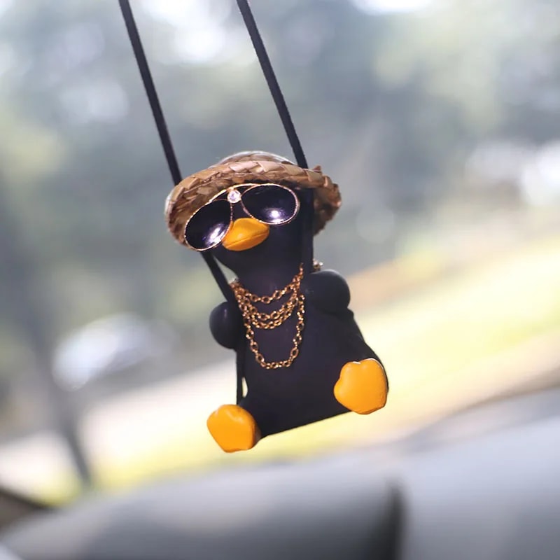 Cute Car Charm Hanging Ornament, Cool Swinging Duck, Car Accessories for Teens, Fun Dashboard Decor