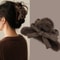 Autumn/Winter Fashion Rabbit Fur Bow Hair Clip, Women's Large Plush Shark Clip Hairpin Back Head