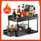 2 Tier Under Sink Organizer Sliding Cabinet Organizer Storage Rack With Hooks Hanging Cup Bathroom 1