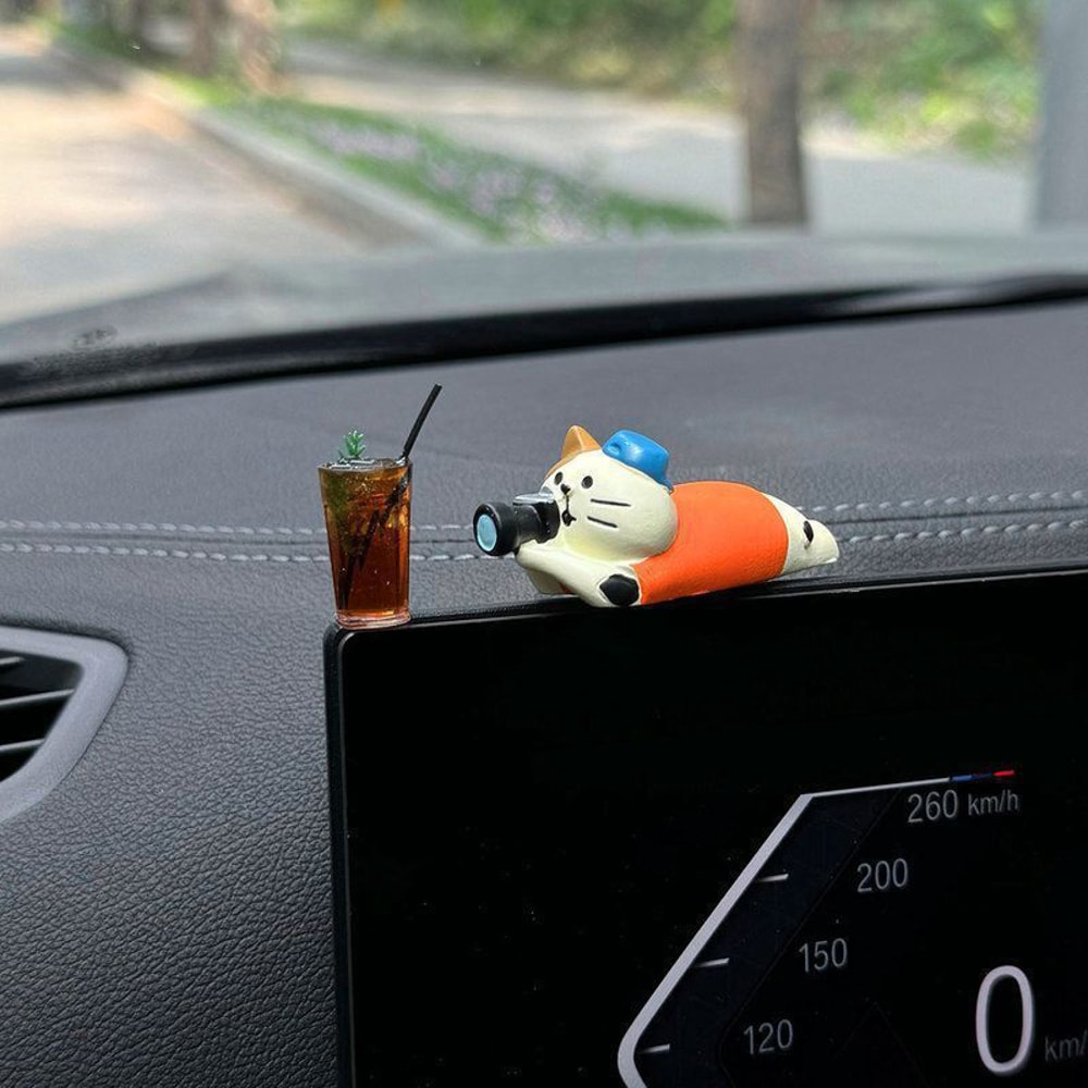 Cute Car Interior Decoration Ornaments Mini Cat Action Figure Auto Dashboard Rearview Mirror Decora 1