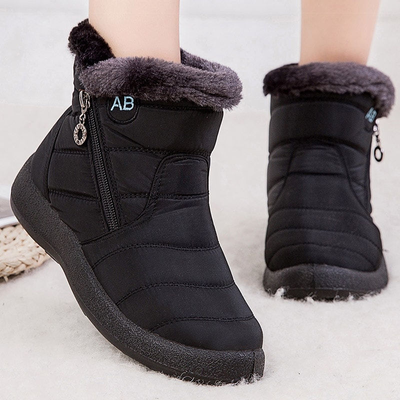 Womens Boots Winter Shoes Women Ankle Boots With Fur Low Heels Winter Boots Snow Waterproof Botas 0