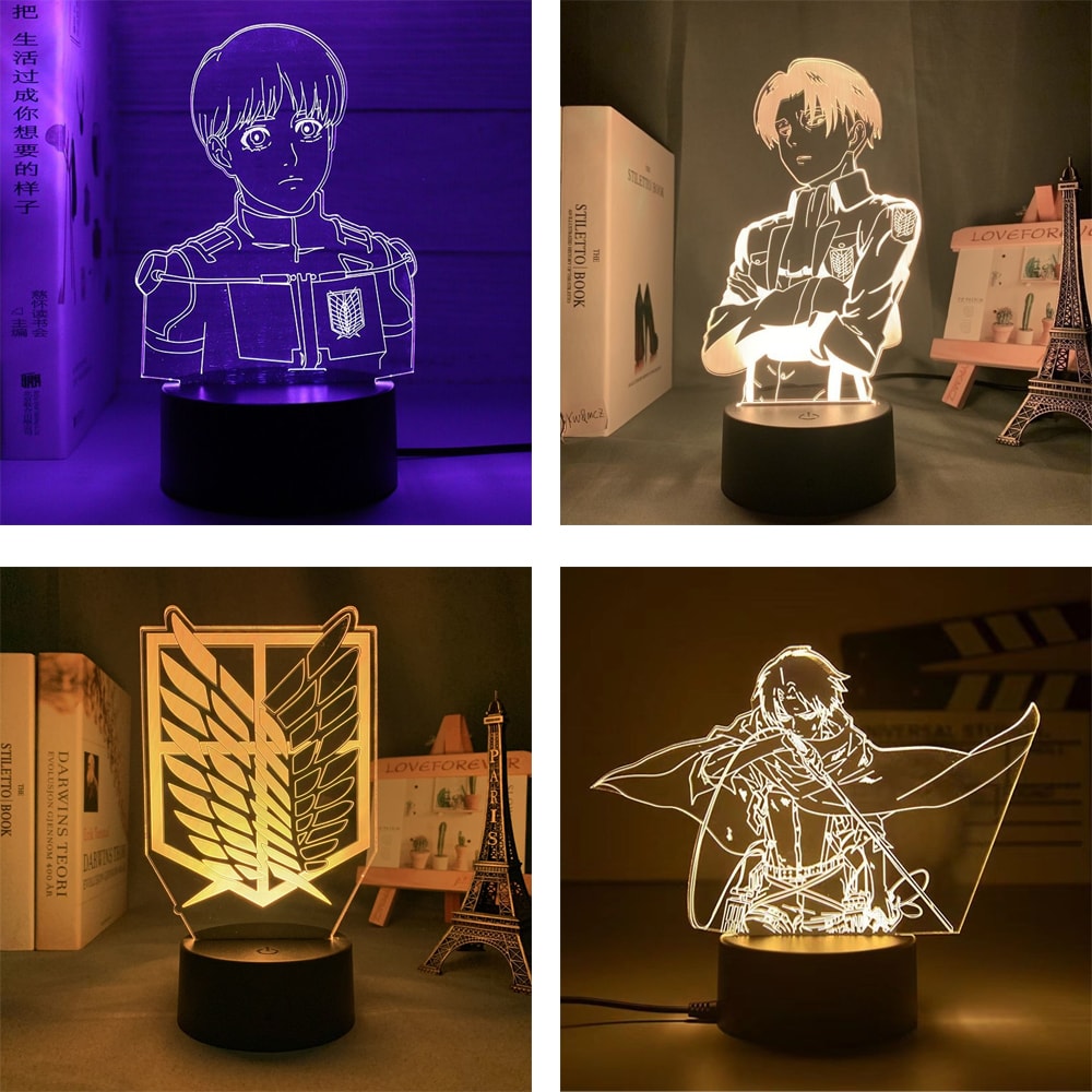 Anime Attack on Titan Gamer Lamp LED Night Light with Remote Control, Bedroom Figures Lamps for Home, Decorative Night