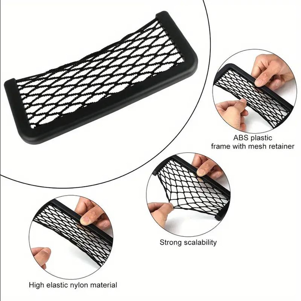 Car Storage Bag Net Adhesive Auto Seat Organizer Door Side Net Pocket Multifunction Resilient Car S 4