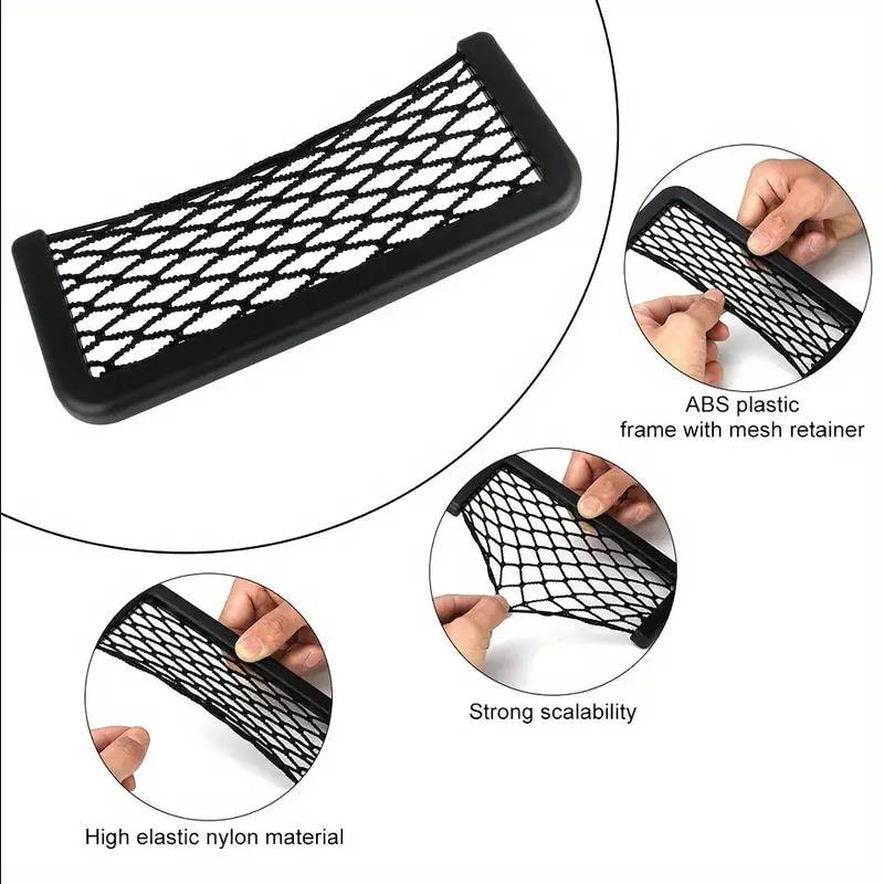 Car Storage Bag Net Adhesive Auto Seat Organizer Door Side Net Pocket Multifunction Resilient Car S 4