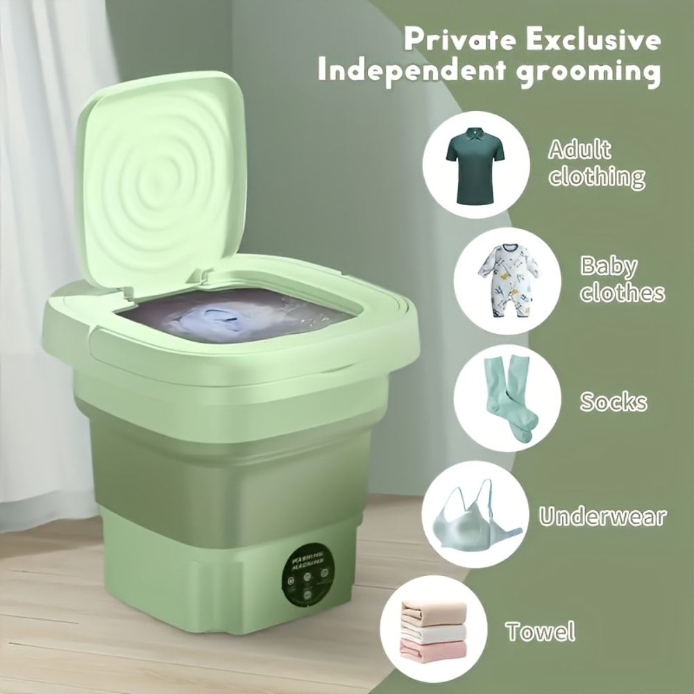 Portable Mini Washing Machine, Foldable Design for Small Clothes, Socks, Underwear, Perfect for Travel, Dorm, Business