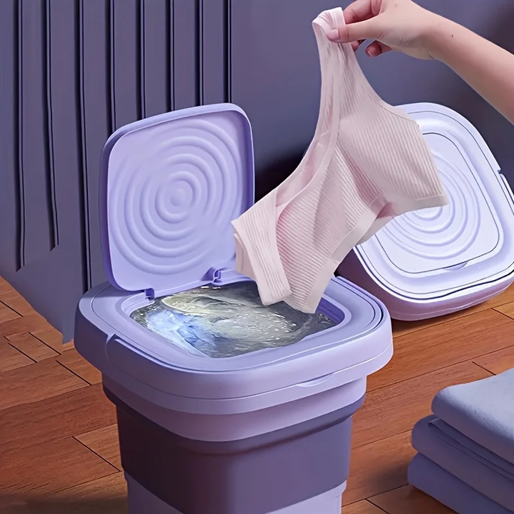 Portable Mini Washing Machine, Foldable Design for Small Clothes, Socks, Underwear, Perfect for Travel, Dorm, Business
