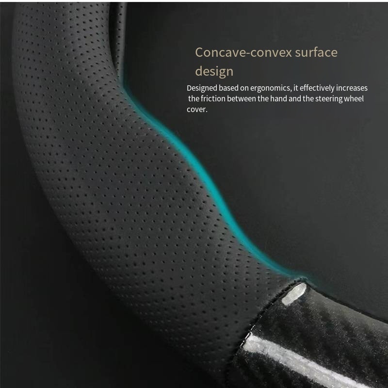 Car Steering Wheel Cover Breathable Carbon Fiber Sports Model Universal All Season AntiSlip WearRes 2