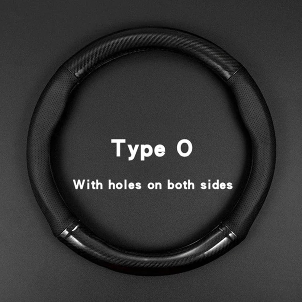 Car Steering Wheel Cover Breathable Carbon Fiber Sports Model Universal All Season AntiSlip WearRes 5