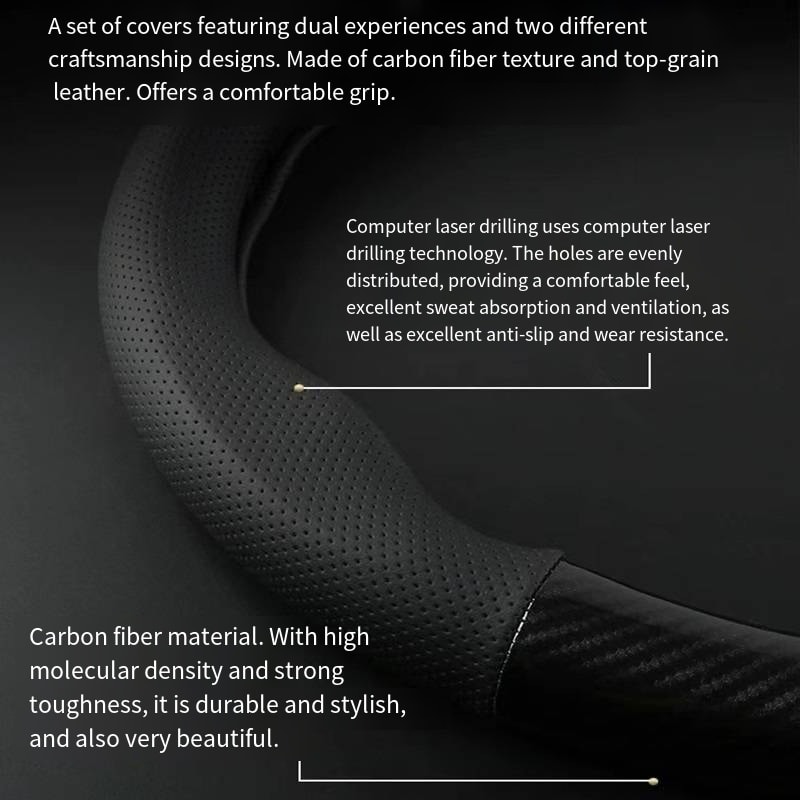 Car Steering Wheel Cover Breathable Carbon Fiber Sports Model Universal All Season AntiSlip WearRes 4