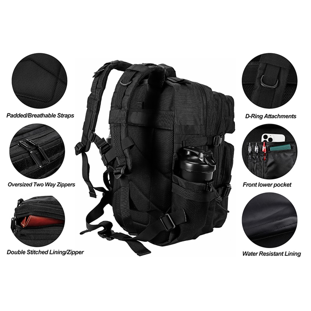 Tactical Backpack For Men And Women Waterproof Outdoor Gym Bag Hiking Rucksack With Bottle Holder F 3