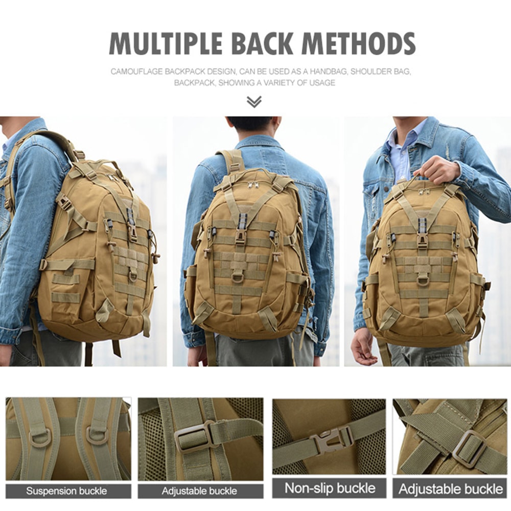 Camping Backpack For Men Tactical Molle Climbing Rucksack Hiking Travel Bag With Laptop Sleeve Outd 4