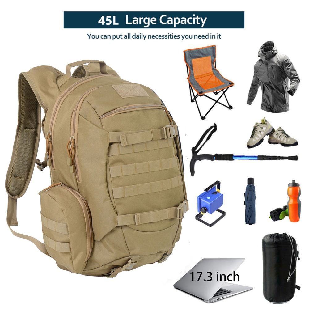 Waterproof Fishing Hunting Backpack, Outdoor Tactical Rucksacks, Sports Camping Hiking Trekking Bag, Durable and Comfort