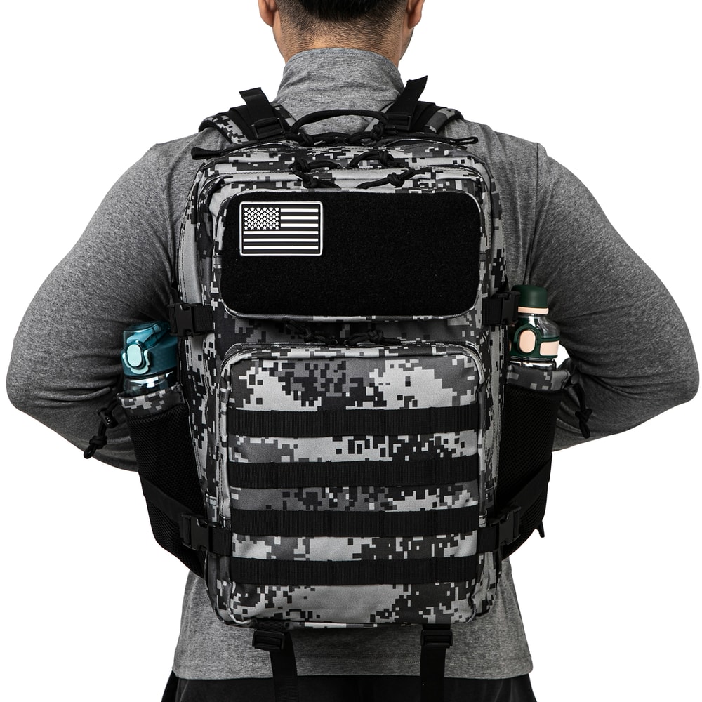 Molle Tactical Backpack Bag for Men, MOLLE Hiking Survival Rucksack, Outdoor EDC, Gym Backpack with Bottle Holder