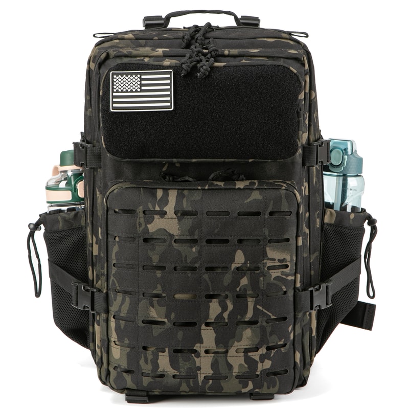 Molle Tactical Backpack Bag for Men, MOLLE Hiking Survival Rucksack, Outdoor EDC, Gym Backpack with Bottle Holder