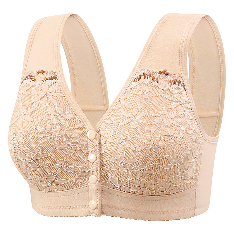 Soft Cotton Thin Cup Front Buckle Underwear Middleaged Elderly Women Lace No Underwire Vest Type Ex 7