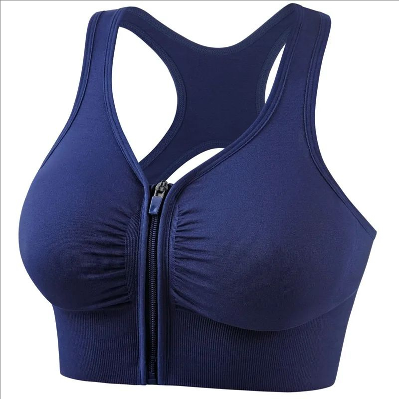 Womens Zipper Sports Bra Vest Plus Size Shock Resistant Bra Womens Yoga Running Fitness Bra For Act