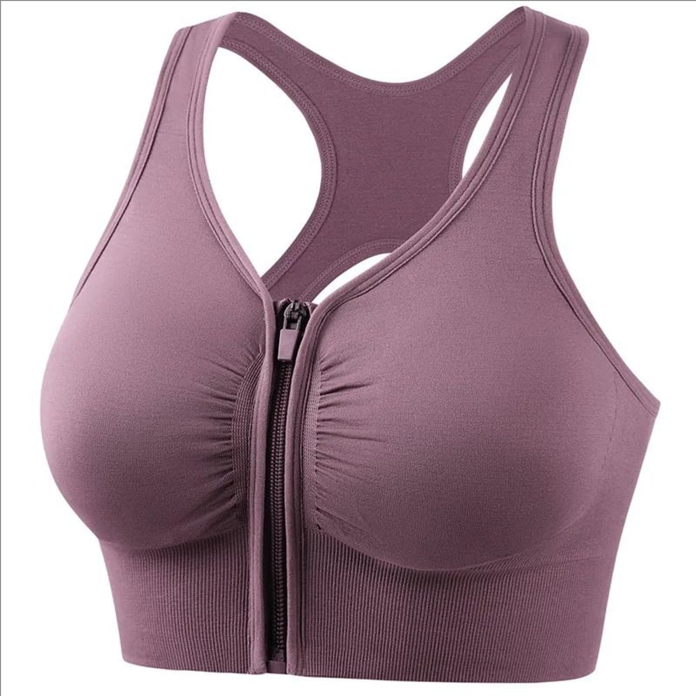 Womens Zipper Sports Bra Vest Plus Size Shock Resistant Bra Womens Yoga Running Fitness Bra For Act